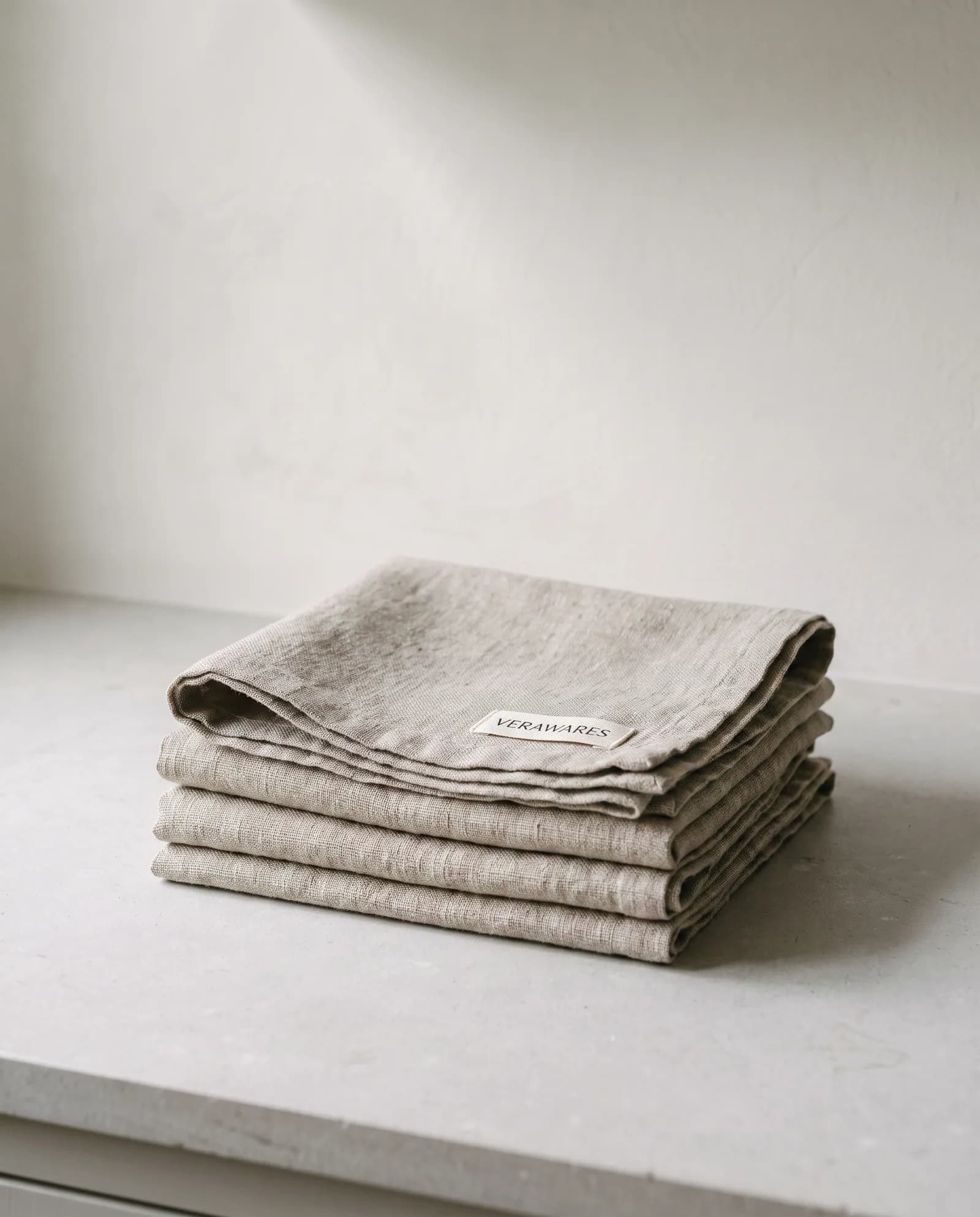 Linen Napkins, Set of Four — Stonewashed flax napkins, 45 × 45 cm