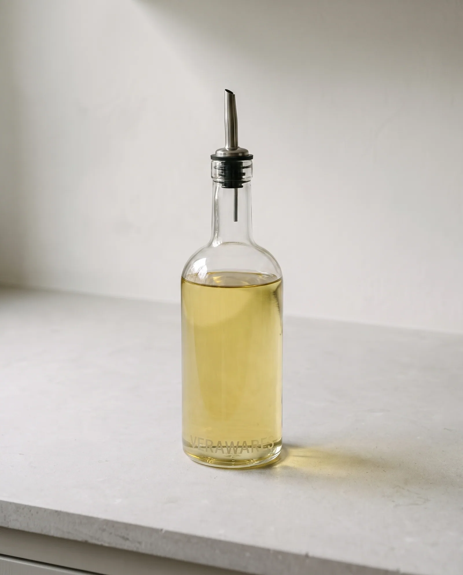 Oil Bottle — 500 ml hand-blown oil bottle with a steel spout