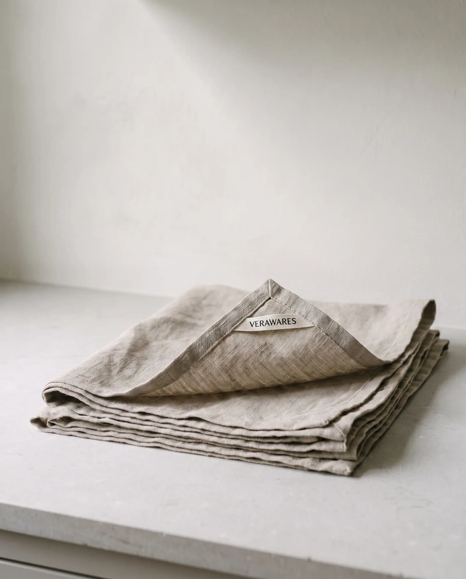Placemats, Set of Four — Stonewashed flax placemats, 34 × 46 cm